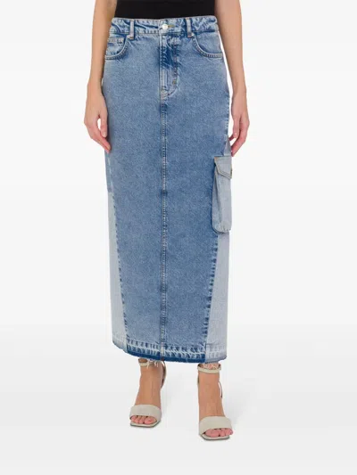 Moschino Long Denim Skirt In Blue