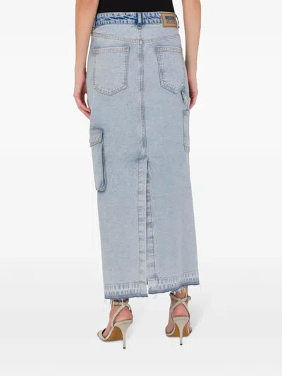 Moschino Long Denim Skirt In Blue