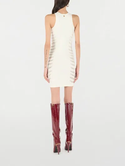 Roberto Cavalli Dress With Openwork Zebra Pattern In White