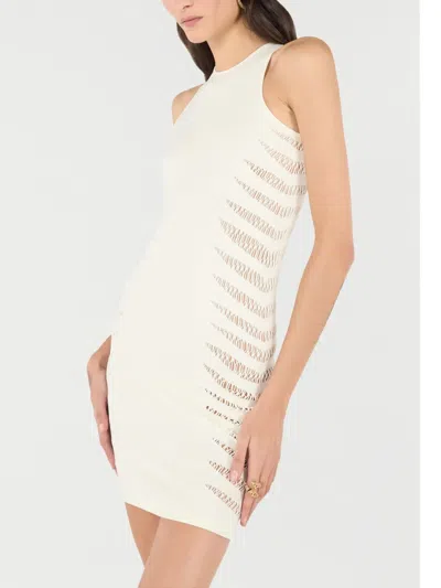 Roberto Cavalli Dress With Openwork Zebra Pattern In White