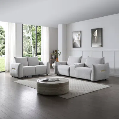 Streamdale Furniture Streamdale Power Recliner Sofa Set With Led, Usb, Storage, Cup Holder