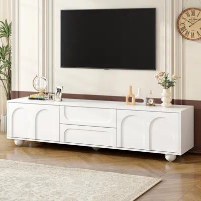 Streamdale Furniture Streamdale Arched Door Tv Stand With Drawers And Iron Legs