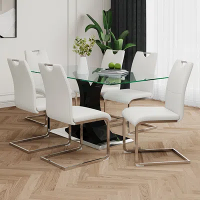 Streamdale Furniture Streamdale Modern Glass Dining Set (set Of 7)