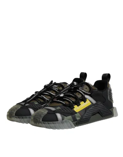 Dolce & Gabbana Multicolor Lace Up Low Top Ns1 Sneakers Shoes In Black