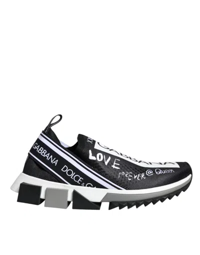 Dolce & Gabbana Black White Sorrento Low Top Sneakers Shoes In Black And White