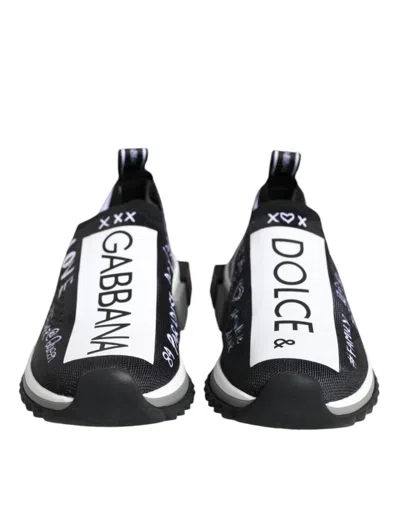 Dolce & Gabbana Black White Sorrento Low Top Sneakers Shoes In Black And White