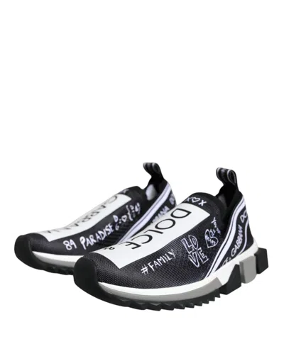 Dolce & Gabbana Black White Sorrento Low Top Sneakers Shoes In Black And White