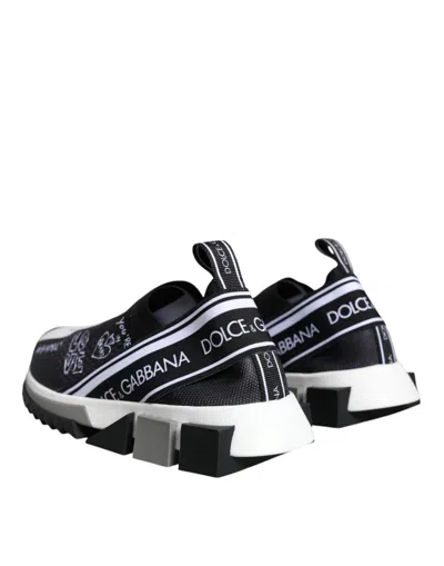 Dolce & Gabbana Black White Sorrento Low Top Sneakers Shoes In Black And White