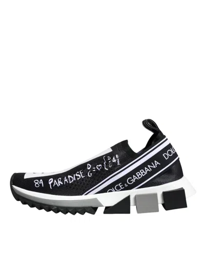 Dolce & Gabbana Black White Sorrento Low Top Sneakers Shoes In Black And White