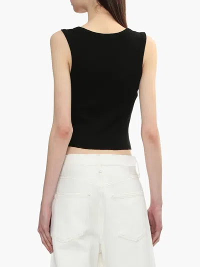 Agolde Poppy Cotton-blend Cropped Tank Top In Black