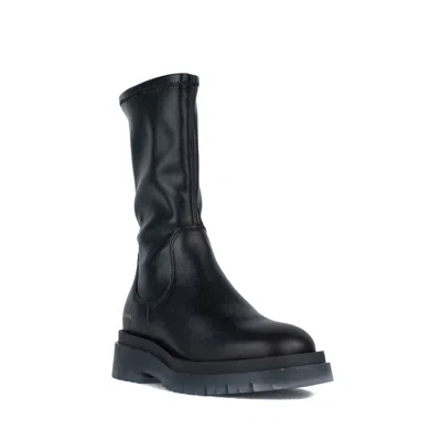 Copenhagen Black Vegan Smooth And Stretchy Leather Bootsalie In Black