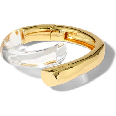 Alexis Bittar Liquid Lucite Bypass Hinge Bracelet In Gold/clear