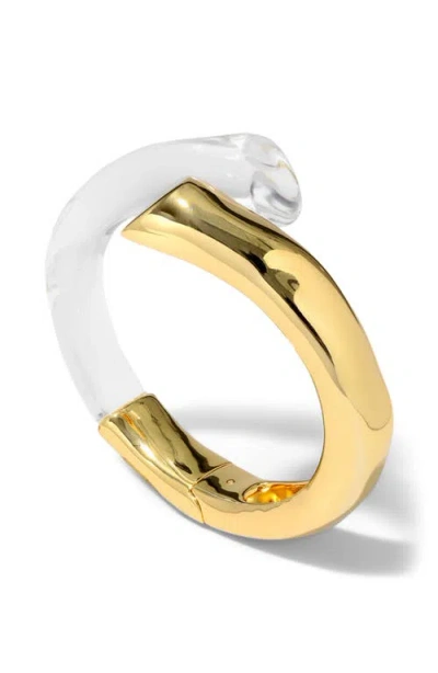 Alexis Bittar Liquid Lucite Bypass Hinge Bracelet In Gold/clear