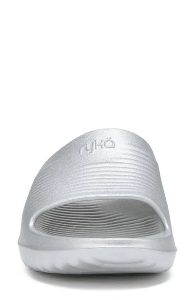 Ryka Rykä Echo Recovery Slide Sandal In Silver