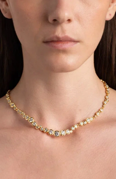 Alexis Bittar Asterales Crystal-embellished 14kt Gold-plated Necklace In Black