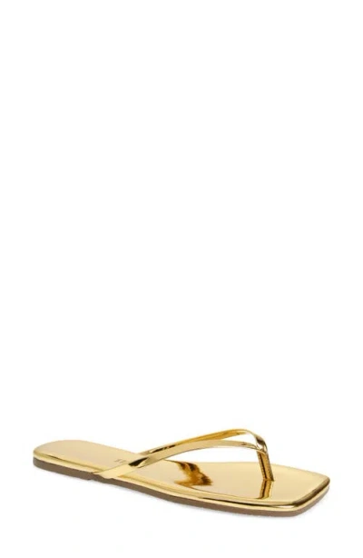 Tkees Lily Mirror Square Toe Flip Flop In Gold