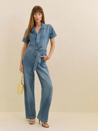 Reformation Graham Lived-in Denim Jumpsuit In Sharpe