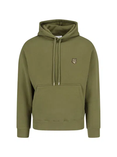 Maison Kitsuné Man Sweatshirt Military Green Size L Cotton In Black