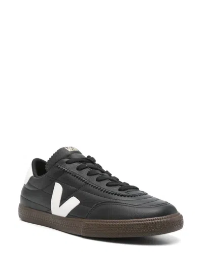 Veja Panenka Black Sneaker With Logo On The Side And Contrasting Heel In Leather Unisex In Black