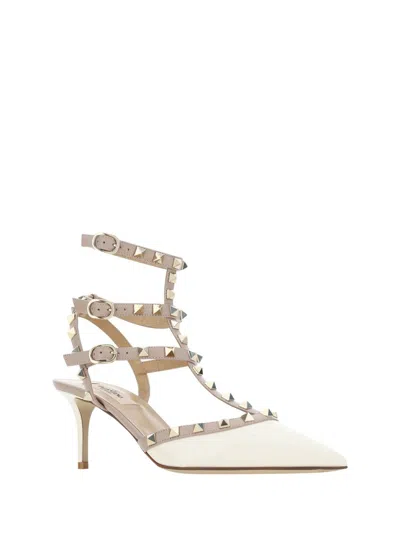 Valentino 65mm Rockstud Patent Leather Pumps In White