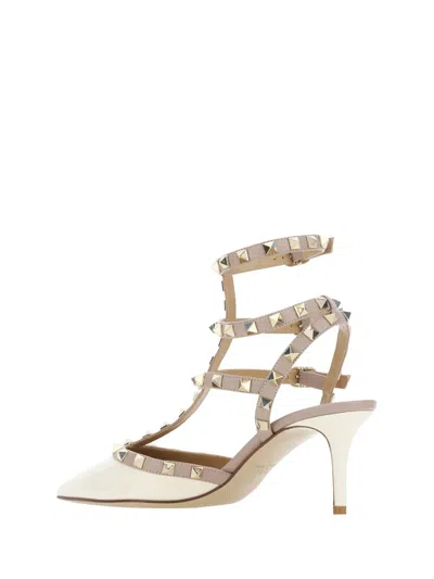 Valentino 65mm Rockstud Patent Leather Pumps In White