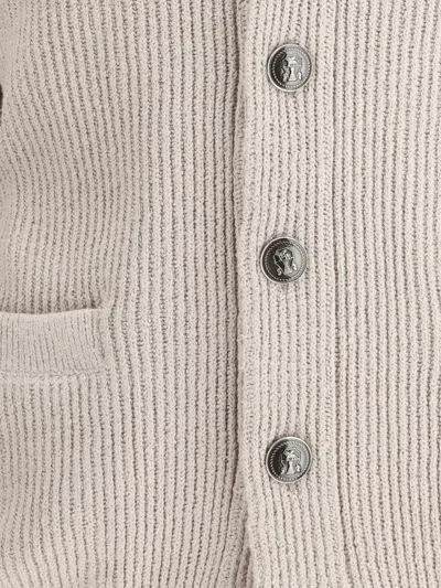 Brunello Cucinelli Beige Cotton Knitted Cardigan In Beige