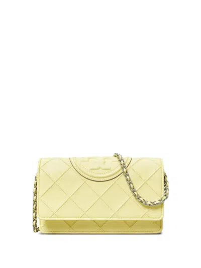Tory Burch Leather Crossbody Bag In Pastel Yellow In Yellow