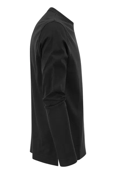 Fedeli Long-sleeved Cotton T-shirt In Black