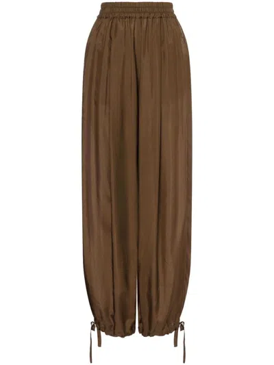 Philosophy Di Lorenzo Serafini Brown Trousers With Elastic Waistband And Drawstring Cuffs In Brown