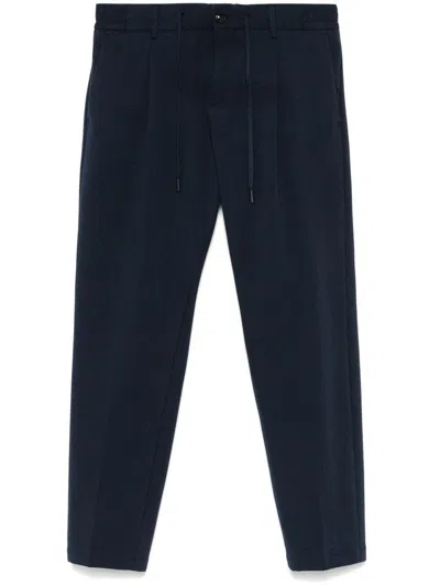 Daniele Alessandrini Blue Trousers In Cotton With Elastic Waistband In Blue