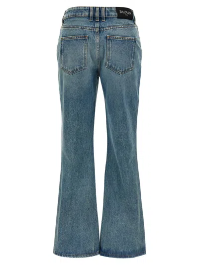 Balmain Flared Denim Jeans In Blue