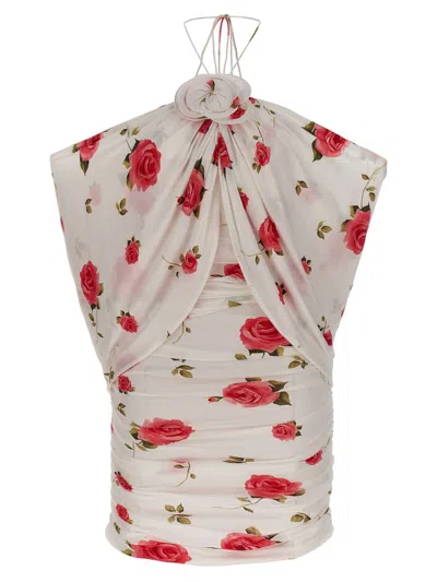 Magda Butrym White Cream Printed Dress In Multicolor