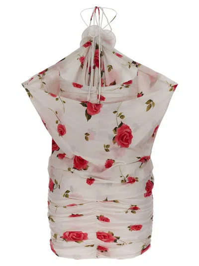 Magda Butrym White Cream Printed Dress In Multicolor