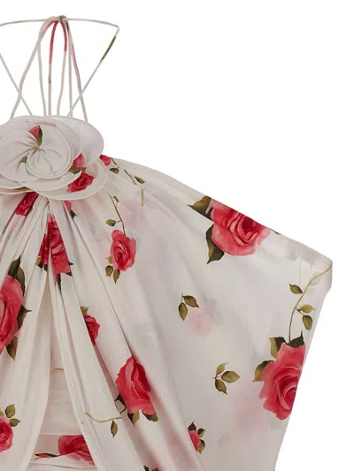 Magda Butrym White Cream Printed Dress In Multicolor