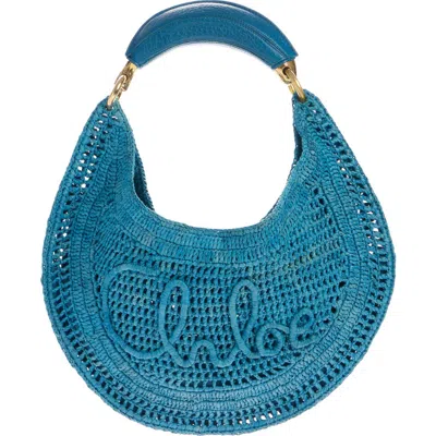 Chloé Chloe Women Teal Green Raffia Banana Handbag In Blue