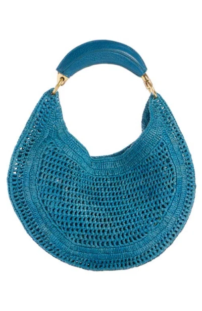 Chloé Chloe Women Teal Green Raffia Banana Handbag In Blue