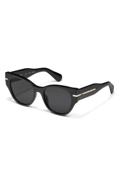 Quay Chit Chat 47mm Cat Eye Sunglasses In Black/smoke