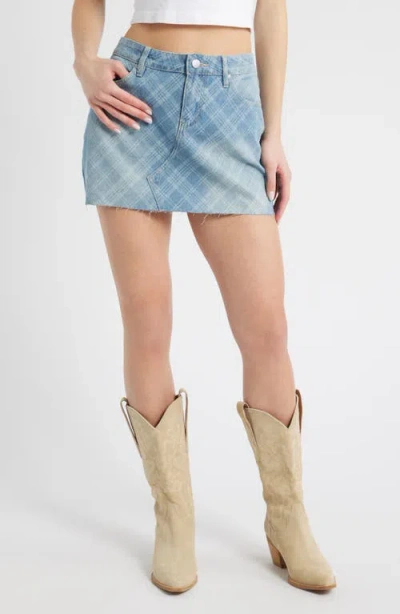 Ptcl Xyla Plaid Denim Miniskirt In Light Indigo