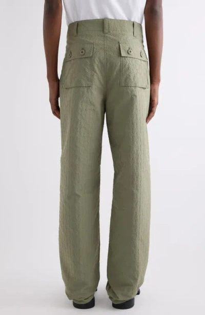 Givenchy Khaki Textured Monogram 72 Trousers In Almond Green