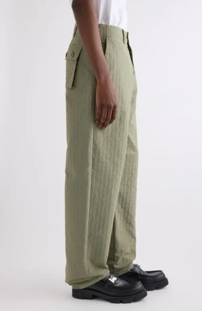 Givenchy Khaki Textured Monogram 72 Trousers In Almond Green