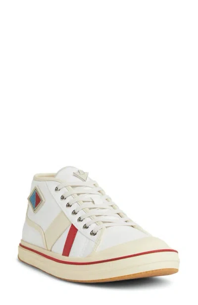 Bottega Veneta Summer Canvas Leather High-top Sneakers In 9642 White/sea Salt