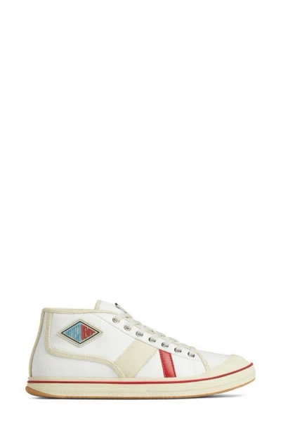 Bottega Veneta Summer Canvas Leather High-top Sneakers In 9642 White/sea Salt