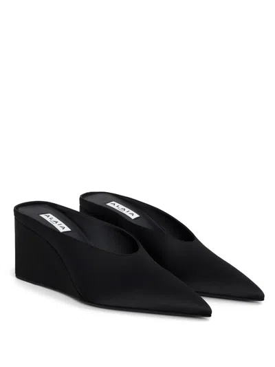 Alaïa Alaia Cube Wedge Satin Mules In Black