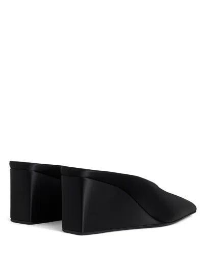 Alaïa Alaia Cube Wedge Satin Mules In Black