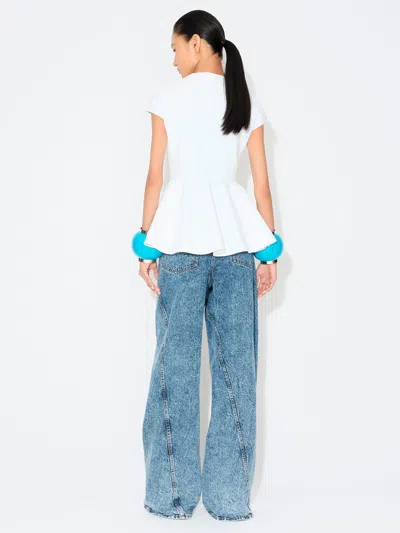 Alaïa Twisted Low Waist Denim Pants In Blue