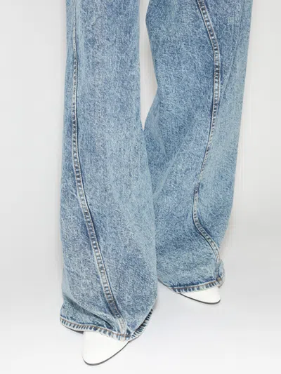 Alaïa Twisted Low Waist Denim Pants In Blue