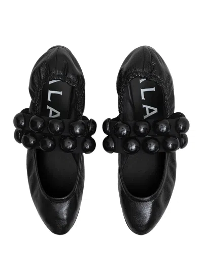 Alaïa Embellished Crinkled-leather Ballet Flats In Black
