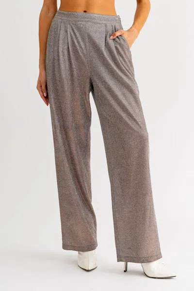 Le Lis Shine Glitter Trouser Pant In Tan/silver In Multi