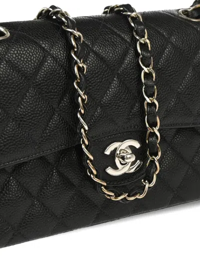 Pre-owned Chanel 2000 Small Classic Double Flap Shoulder Bag In Black