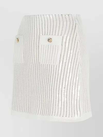 Self-portrait Self Portrait 'crochet' Skirt In White Cotton Blend